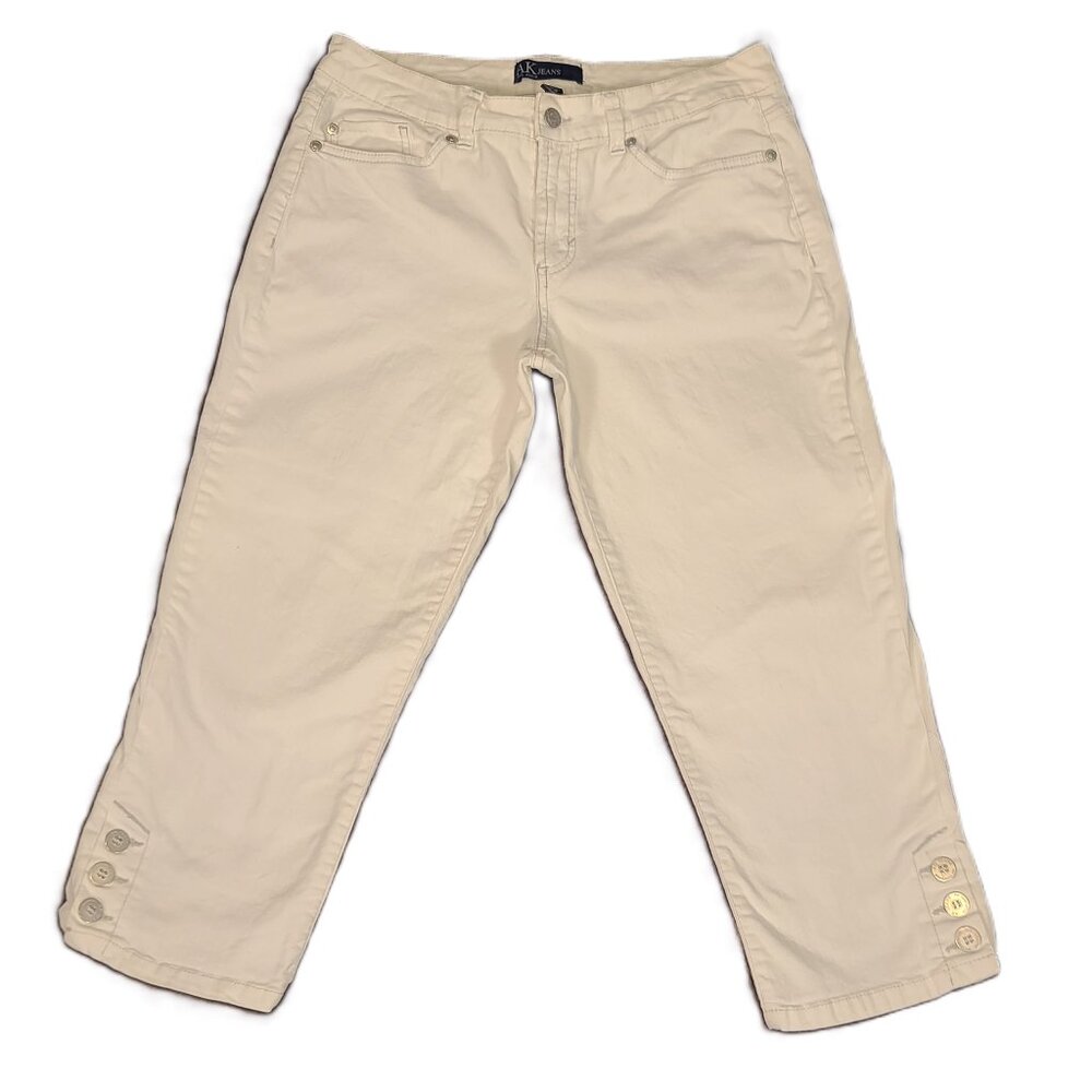 AK Anne Klein Jeans White Bleecker Capris 98% Cotton Size 10